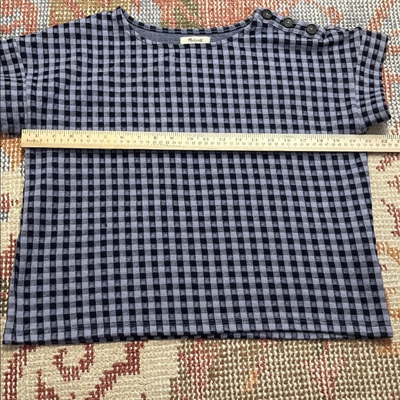 Madewell Gingham Knit Seersucker Button-Shoulder Top – M (Faded Lavender) - Picture 5 of 9